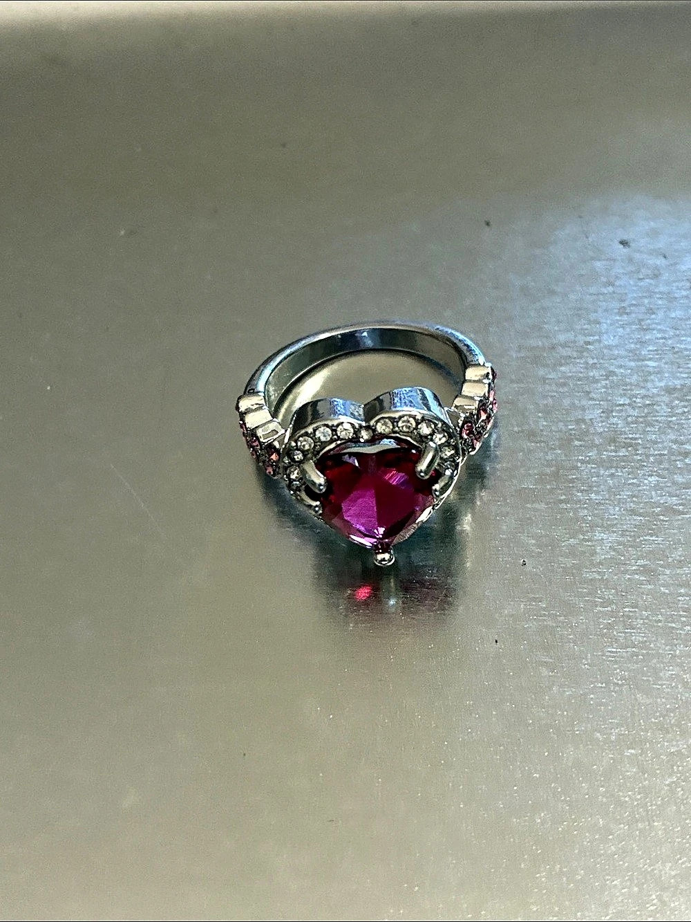 Heart-Shaped Red Stone Ring